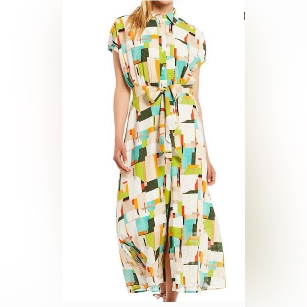 LDT Designer Darcy Patch Print. Buttoned Tie Front Maxi Dress in good condition - Picture 3 of 7